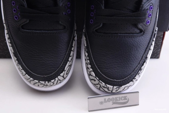Rep TBkick CT8532-050 Court Air Jordan Black Retro 3 Purple 0703